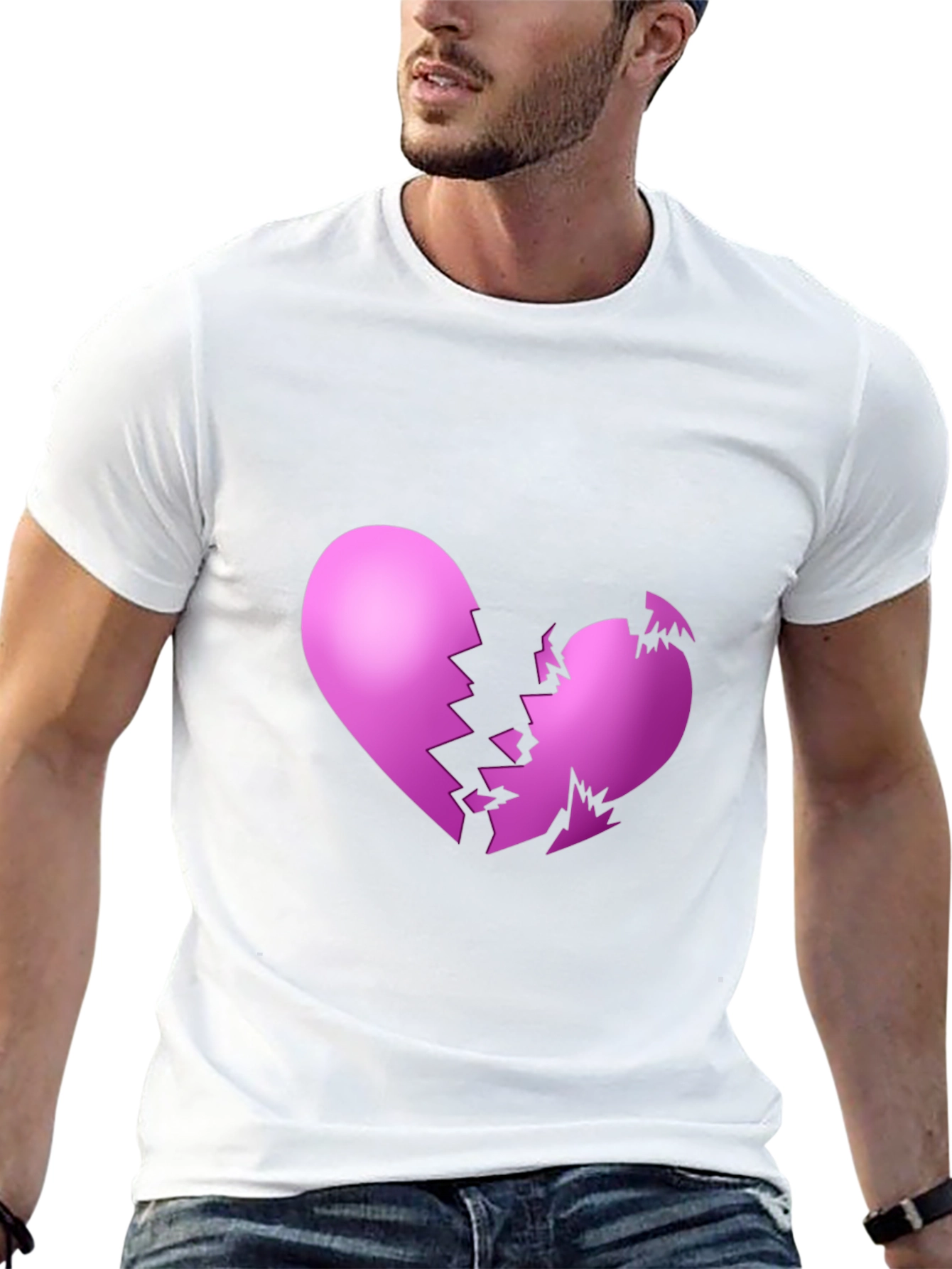 Broken Heart Graphic Black T-Shirt
