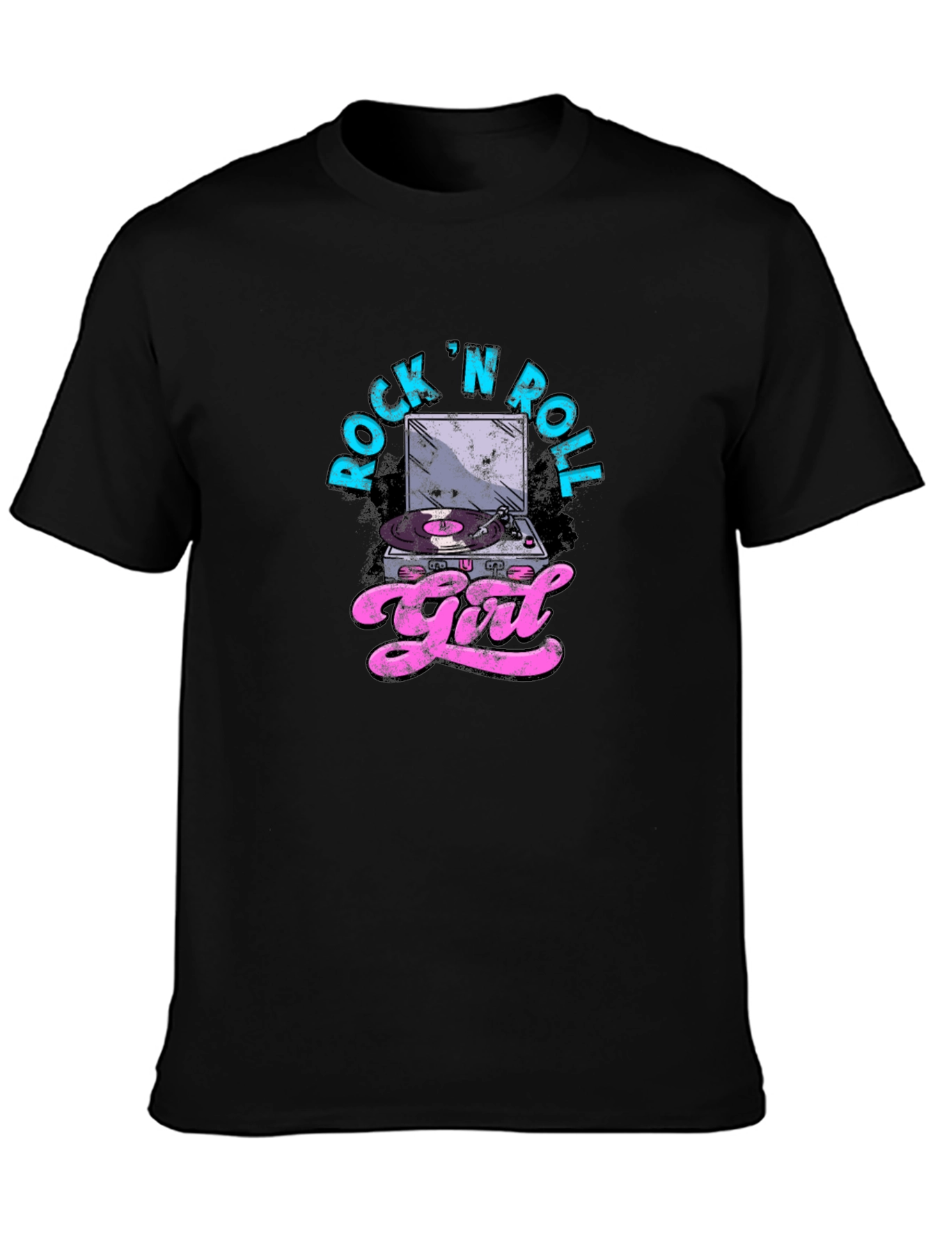 Rock N Roll Girl Graphic T-Shirt - Black