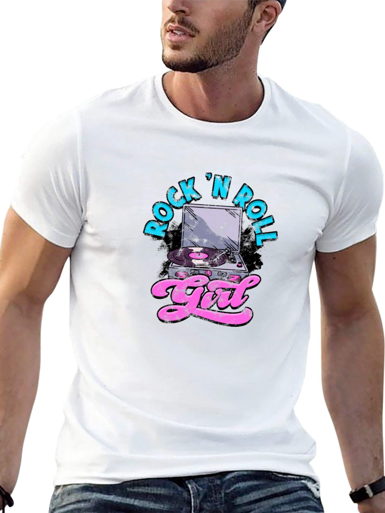 Rock N Roll Girl Graphic T-Shirt - Black