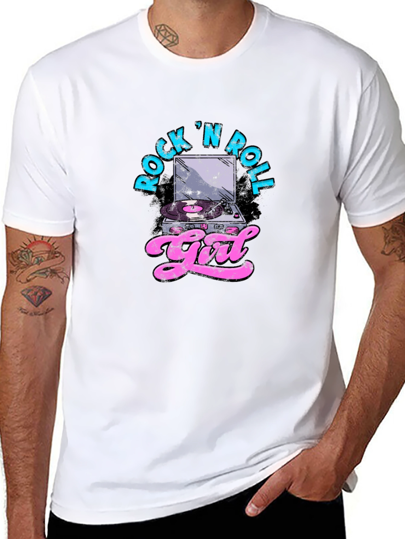 Rock N Roll Girl Graphic T-Shirt - Black