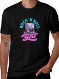 Rock N Roll Girl Graphic T-Shirt - Black