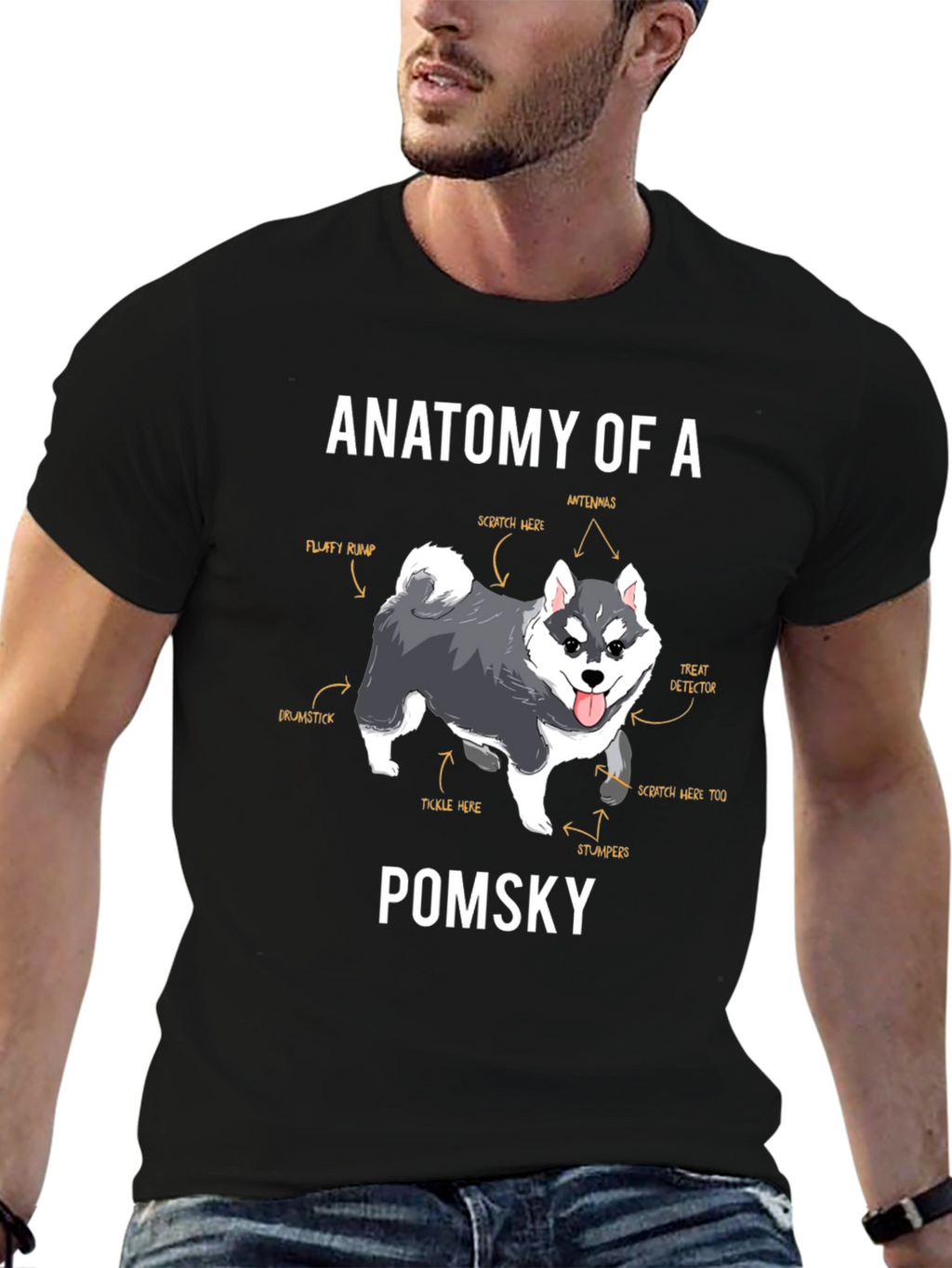 Pomsky Anatomy T-Shirt – Funny Dog Lover Graphic Tee