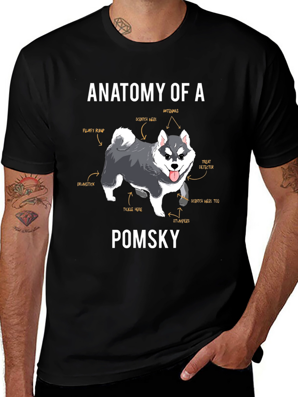 Pomsky Anatomy T-Shirt – Funny Dog Lover Graphic Tee
