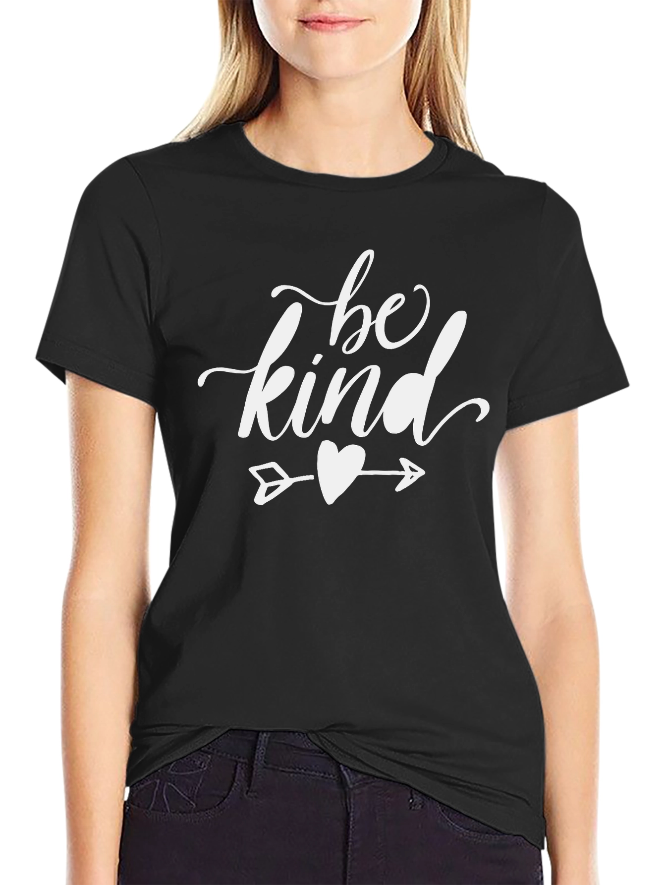 Be Kind Arrow Heart Graphic Tee - Black Cotton T-Shirt