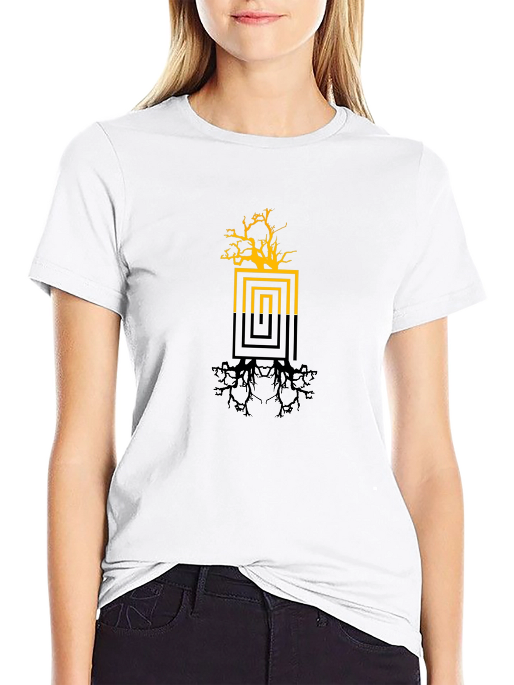 Modern Tree Graphic Black T-Shirt