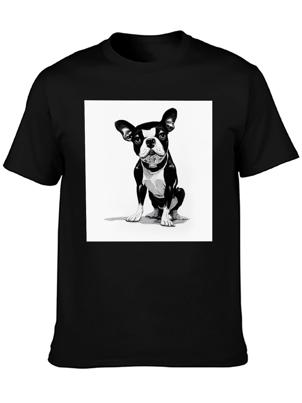 Boston Terrier Graphic Tee - Black Cotton Blend