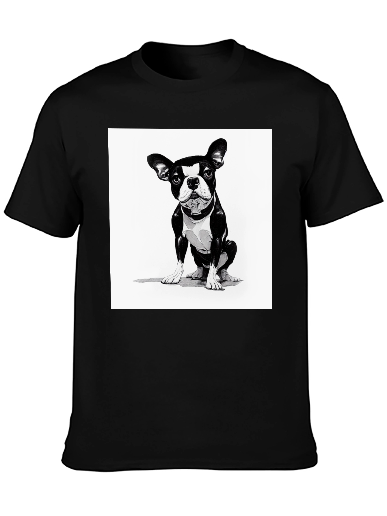 Boston Terrier Graphic Tee - Black Cotton Blend