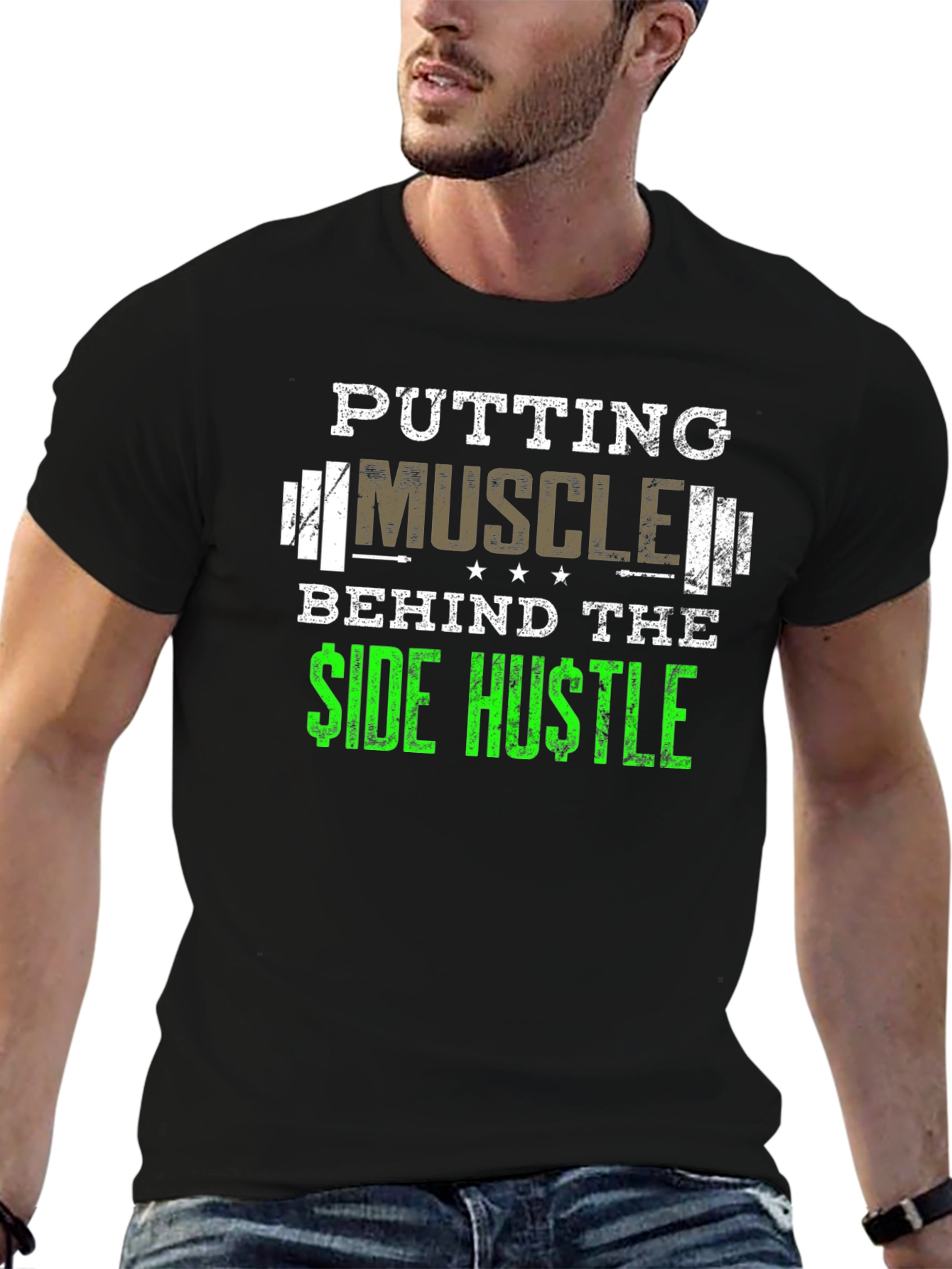 Muscle Side Hustle Graphic Tee - Black