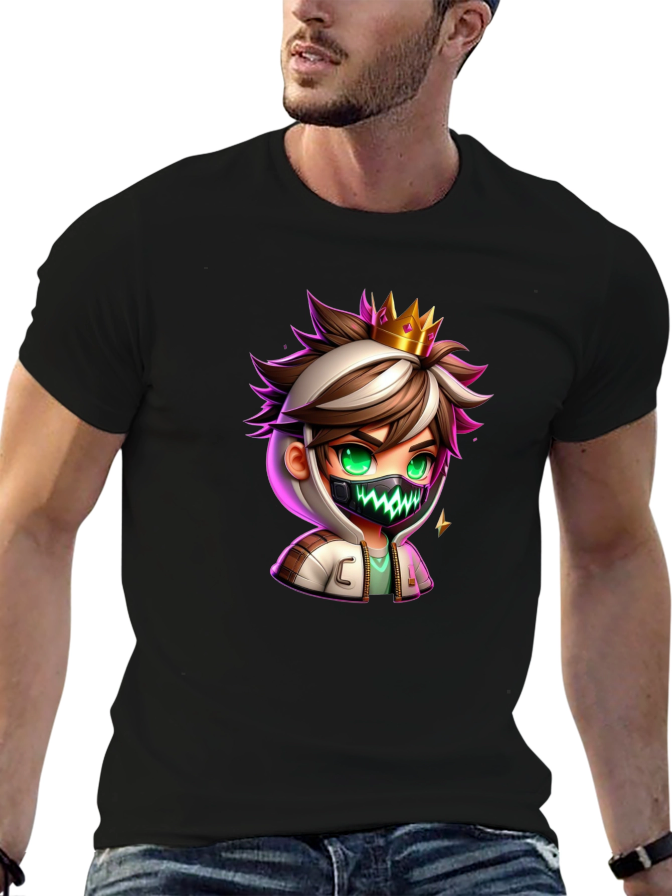 Cartoon King Graphic Tee - Black