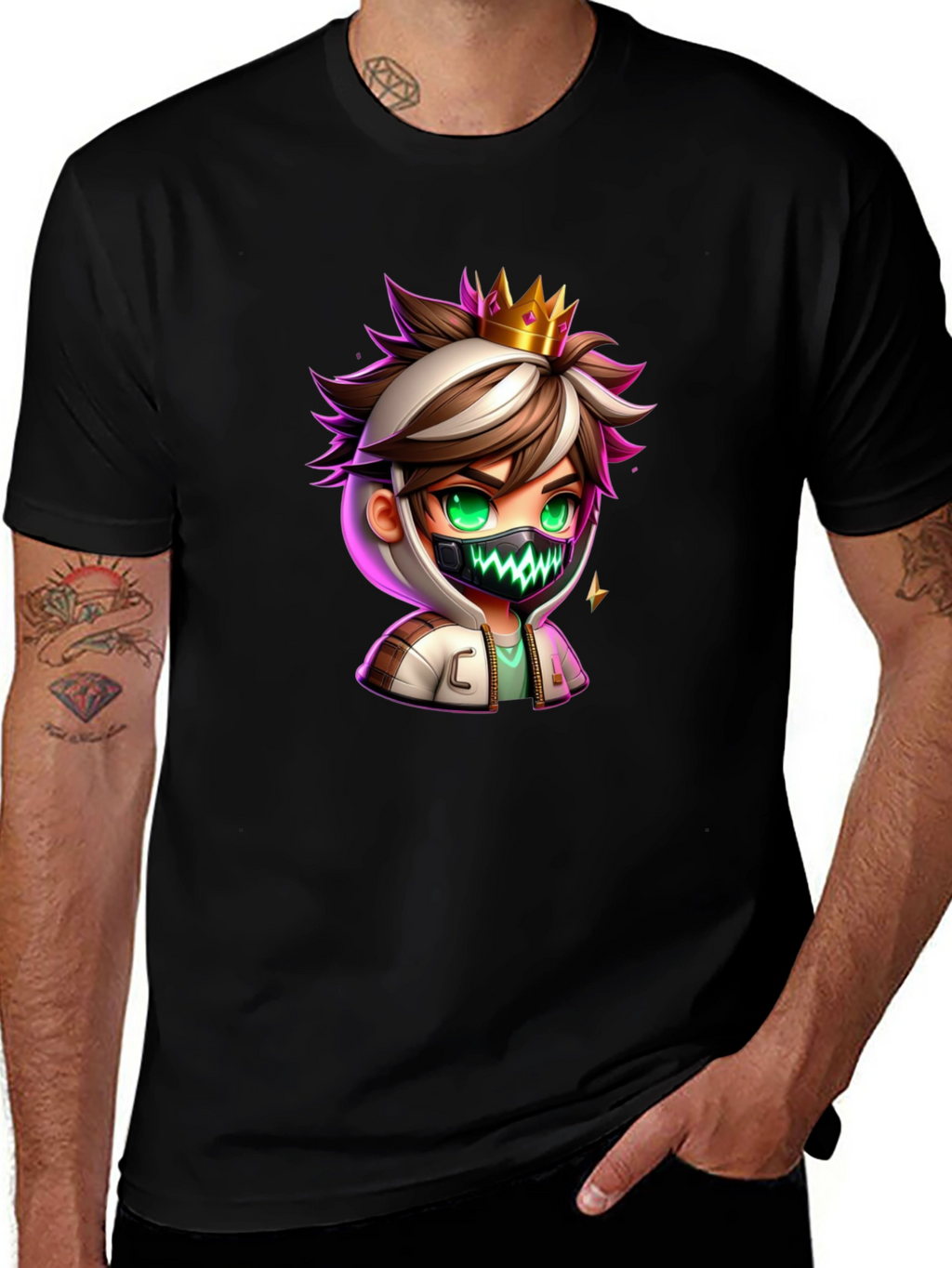 Cartoon King Graphic Tee - Black