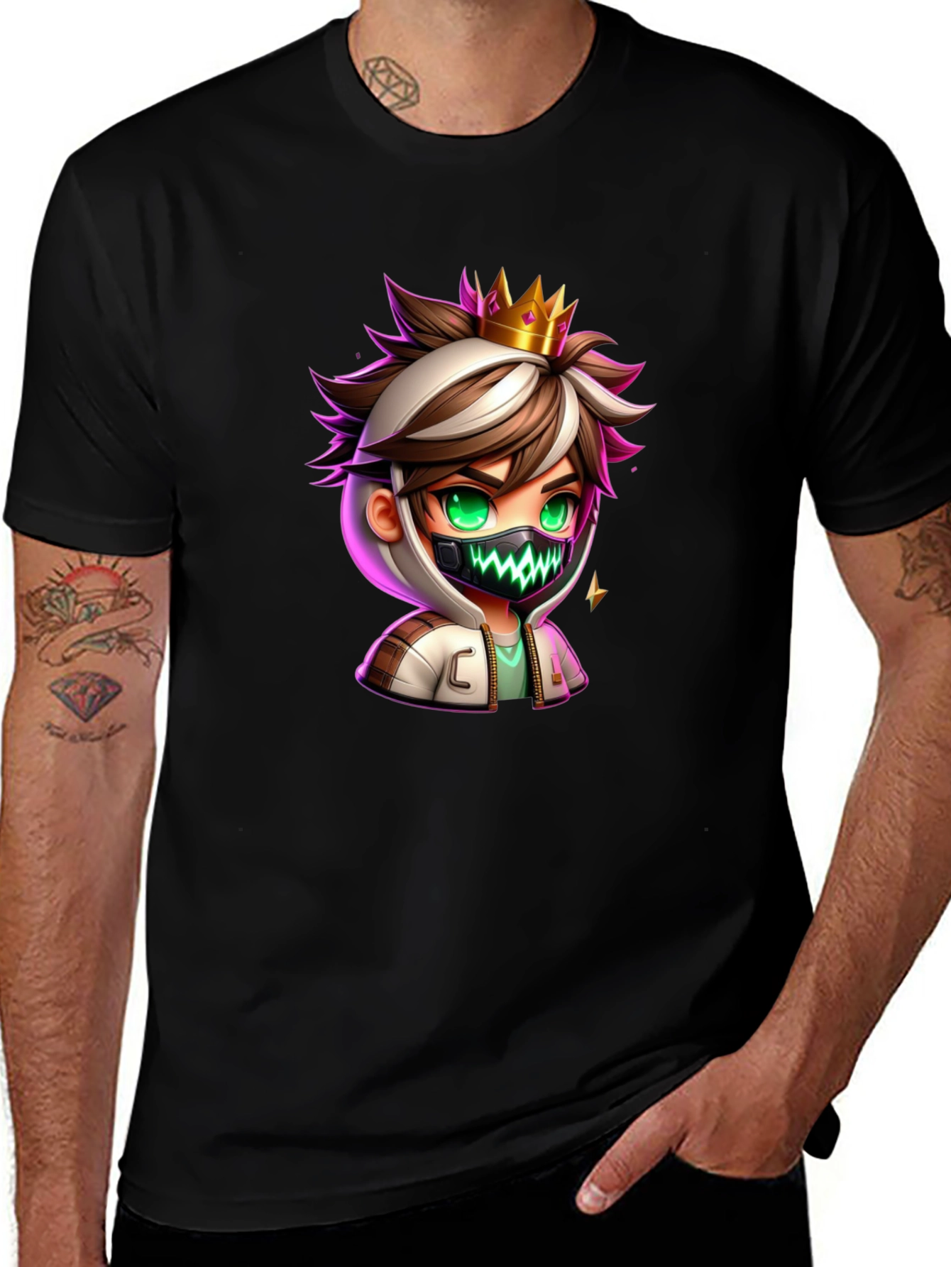 Cartoon King Graphic Tee - Black