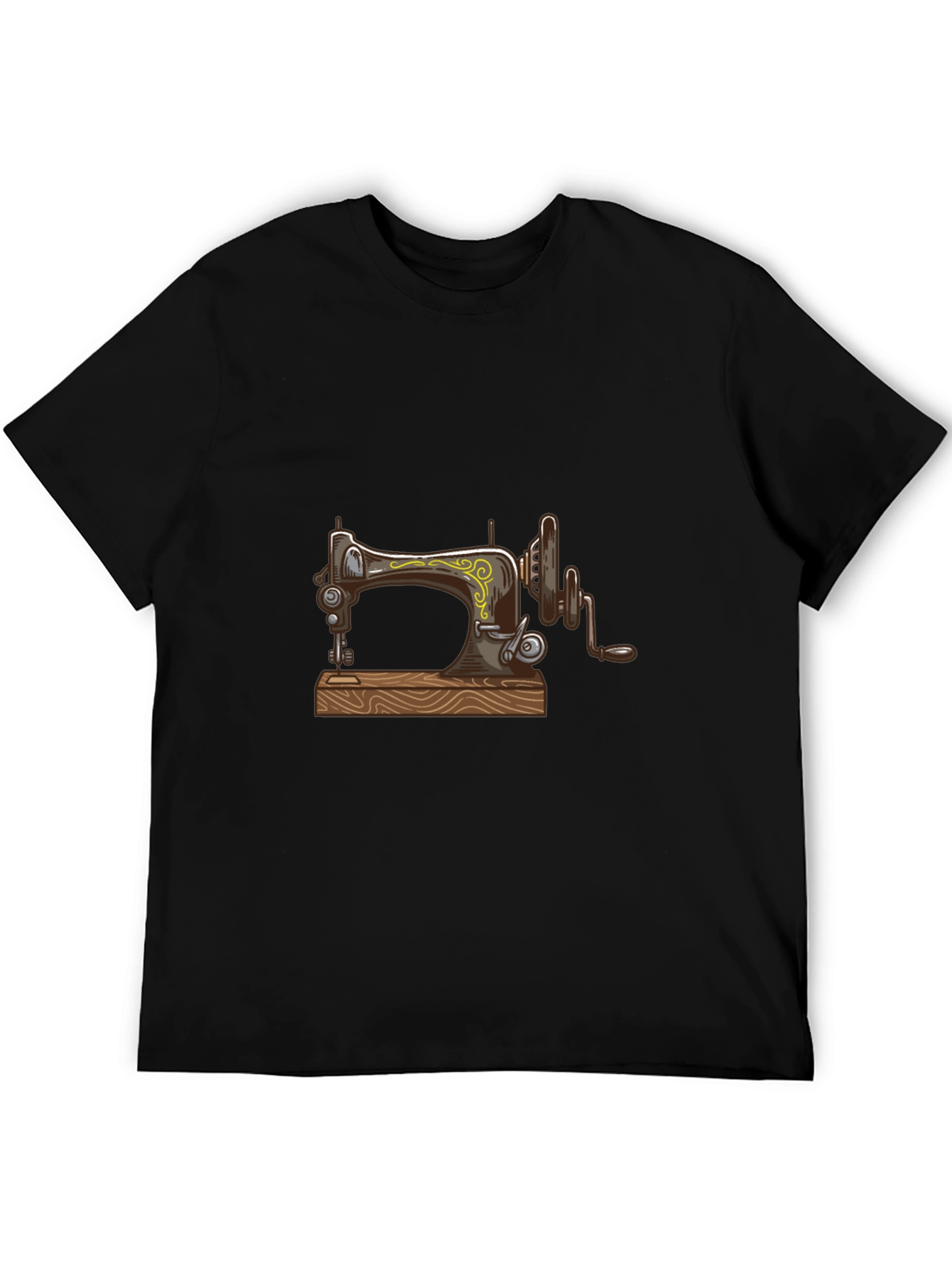 Vintage Sewing Machine Graphic Tee - Black T-Shirt