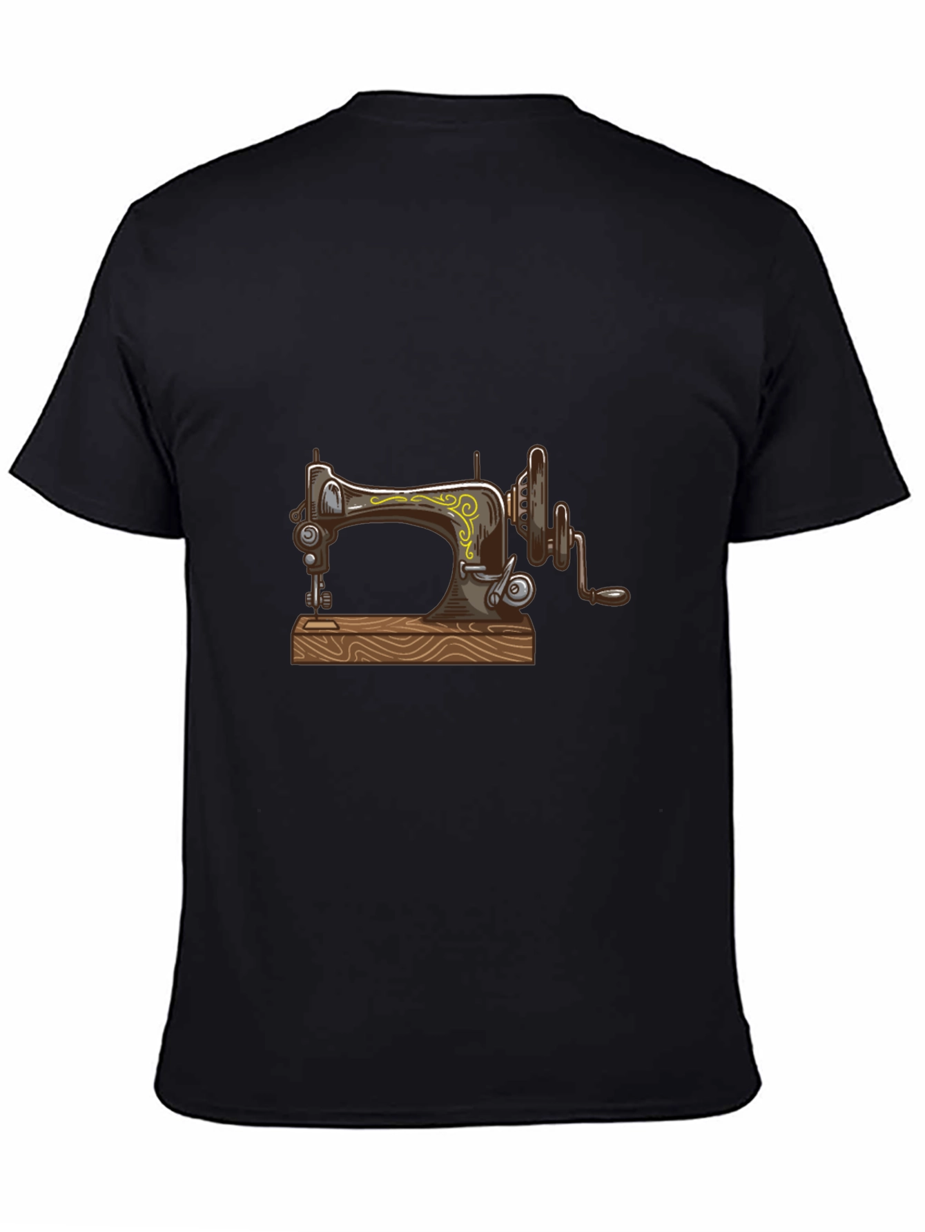 Vintage Sewing Machine Graphic Tee - Black T-Shirt