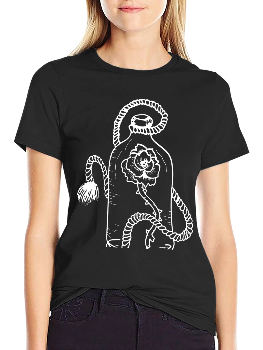 Rose in a Bottle Black Graphic Tee