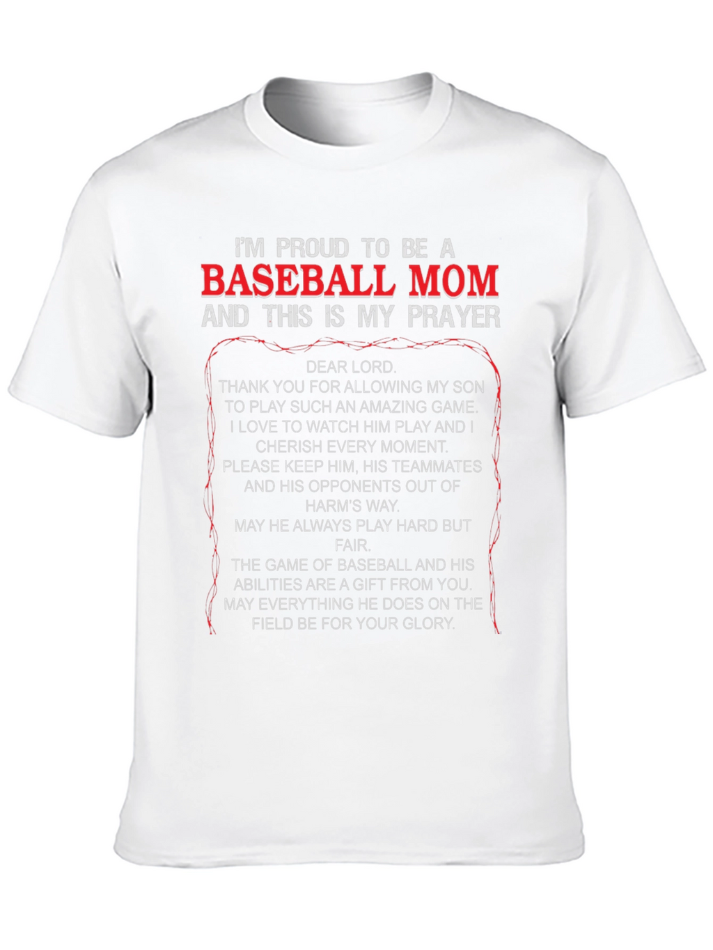 Proud Baseball Mom Prayer T-Shirt