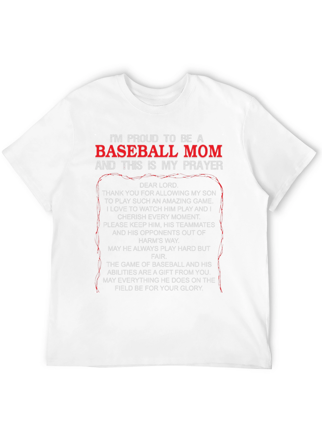 Proud Baseball Mom Prayer T-Shirt