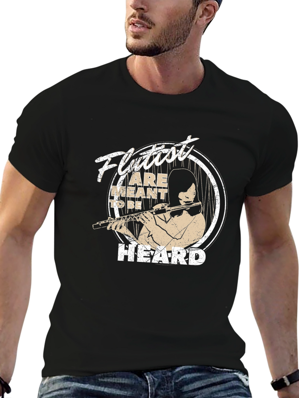 Flutist Meant to be Heard Black Graphic Tee