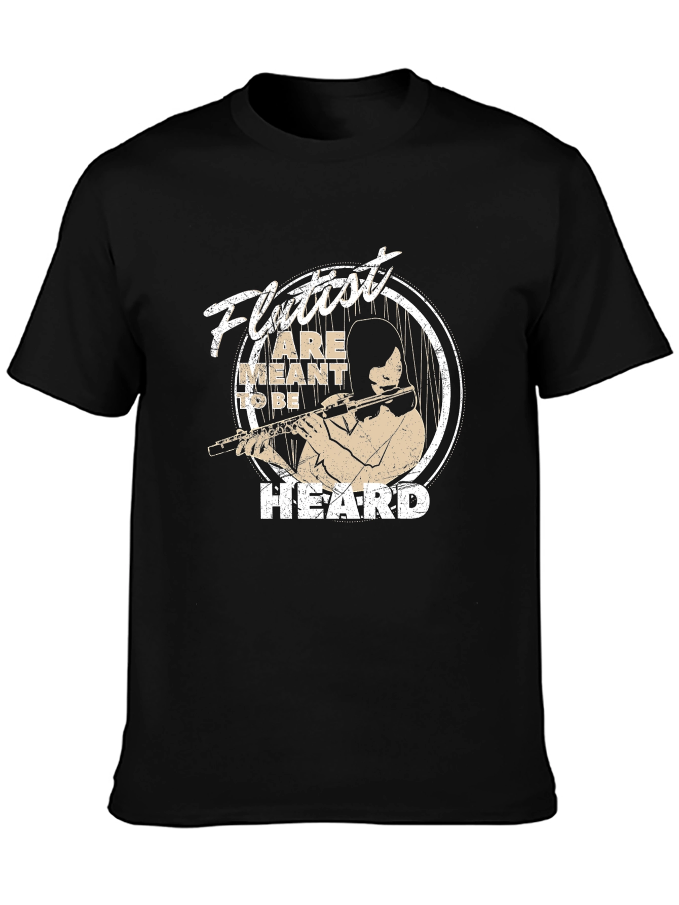 Flutist Meant to be Heard Black Graphic Tee