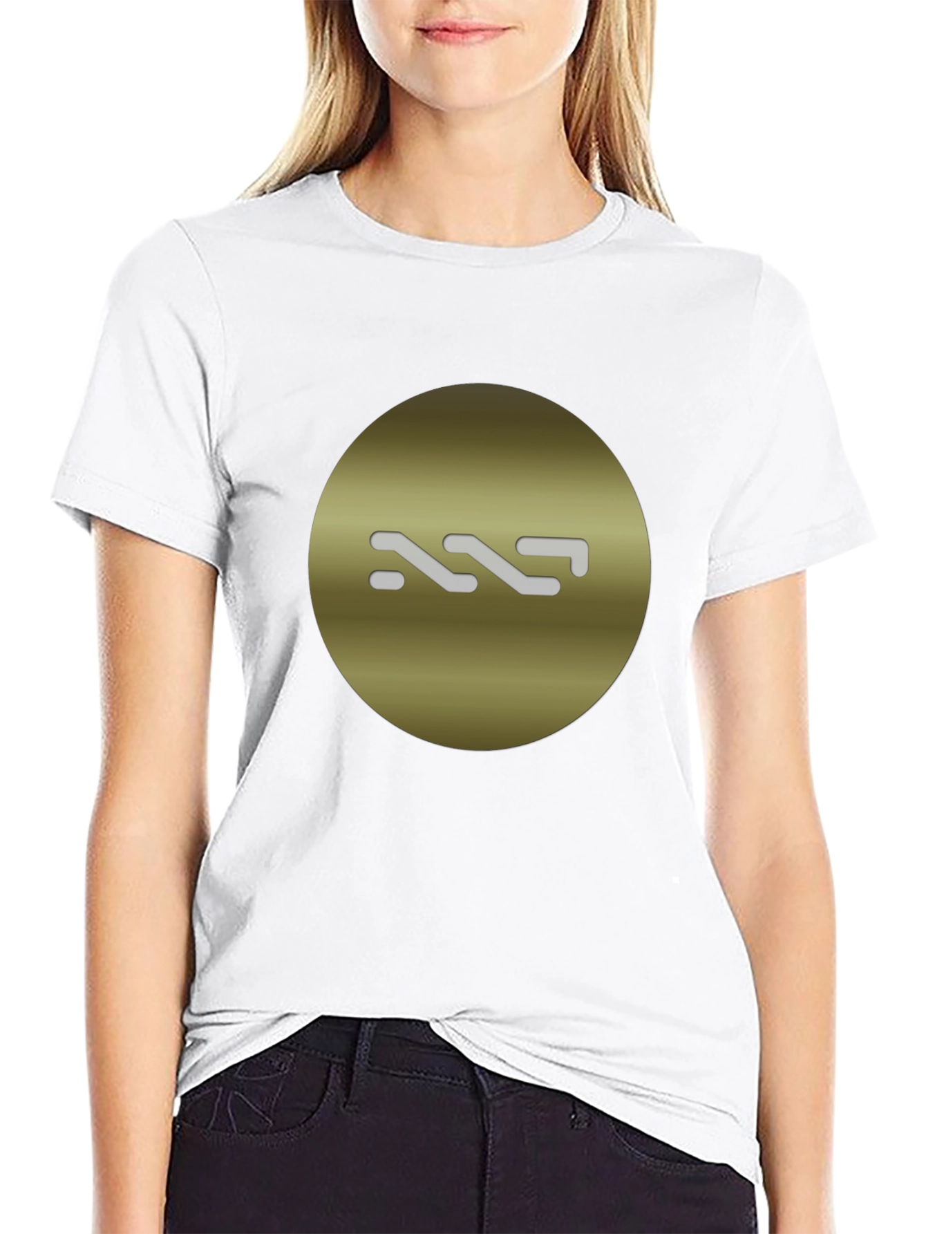 Stylish Black Tee with Gold Circle Graphic