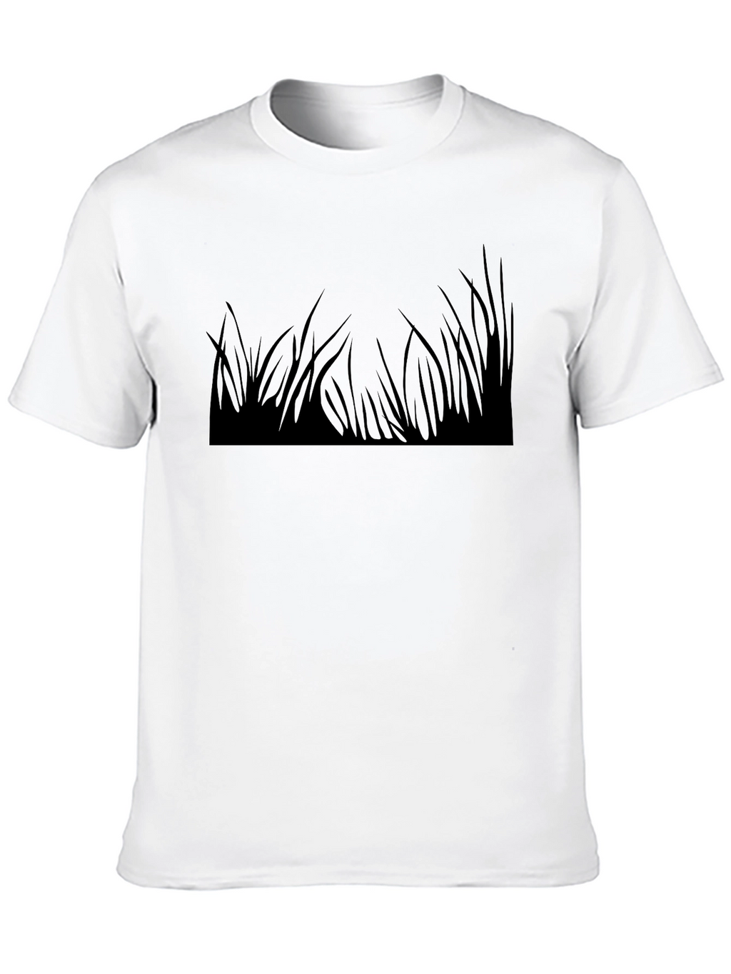 Black T-Shirt with Grass Print