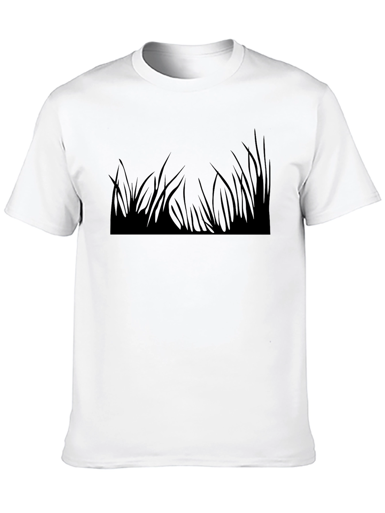 Black T-Shirt with Grass Print