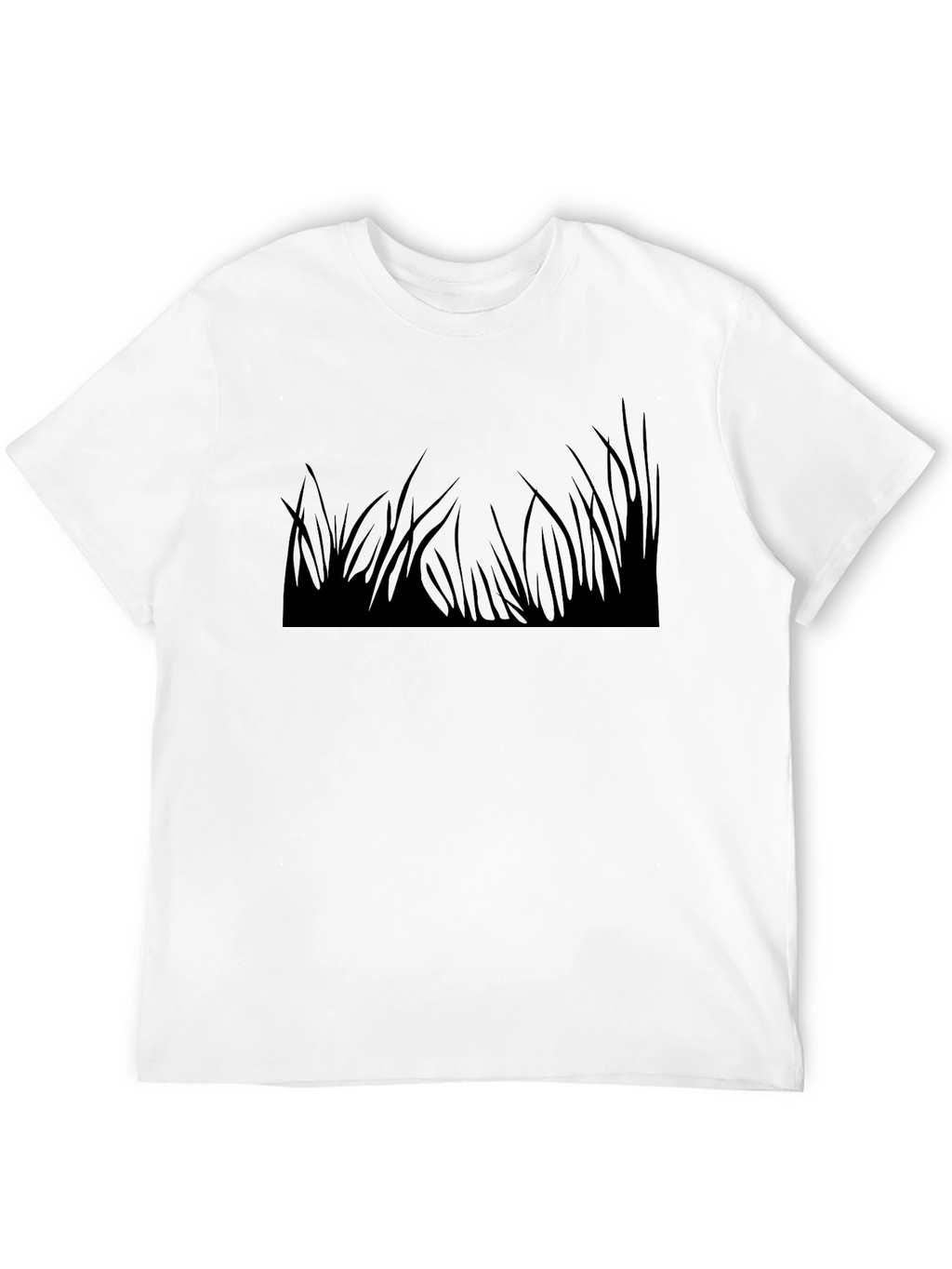 Black T-Shirt with Grass Print