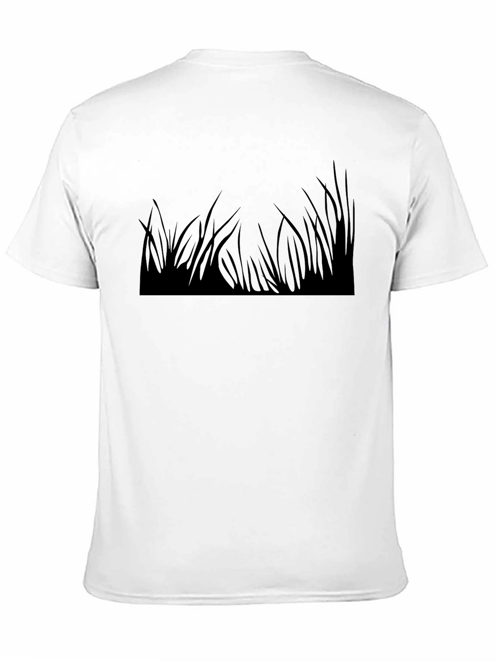 Black T-Shirt with Grass Print