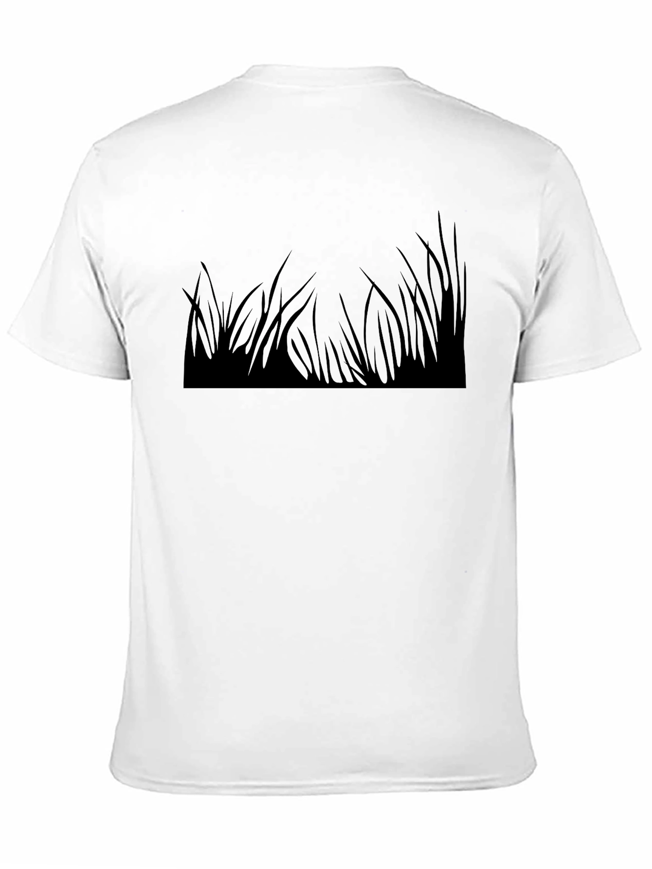Black T-Shirt with Grass Print