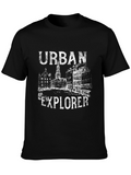 Urban Explorer Graphic Tee - Black Cotton T-Shirt