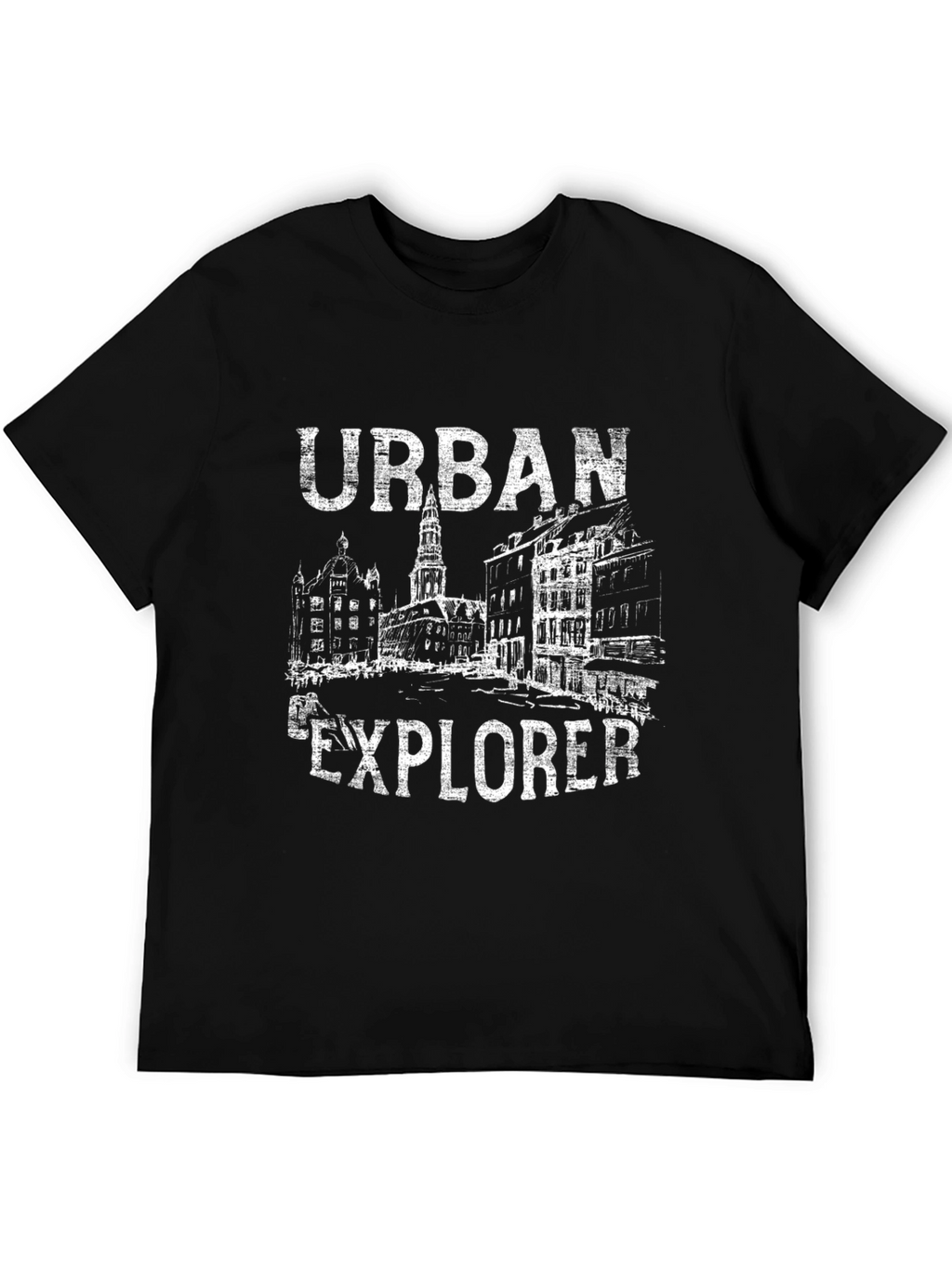 Urban Explorer Graphic Tee - Black Cotton T-Shirt