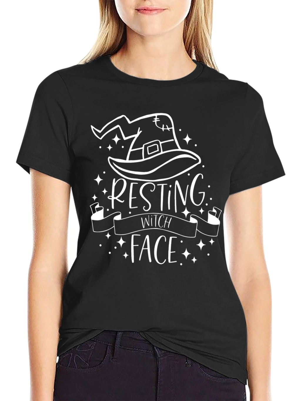Resting Witch Face Graphic T-Shirt - Halloween Tee