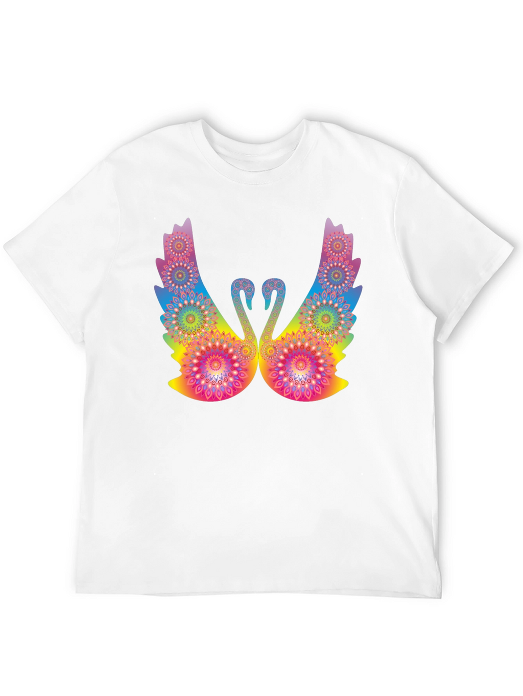 Psychedelic Swan Graphic Black T-Shirt
