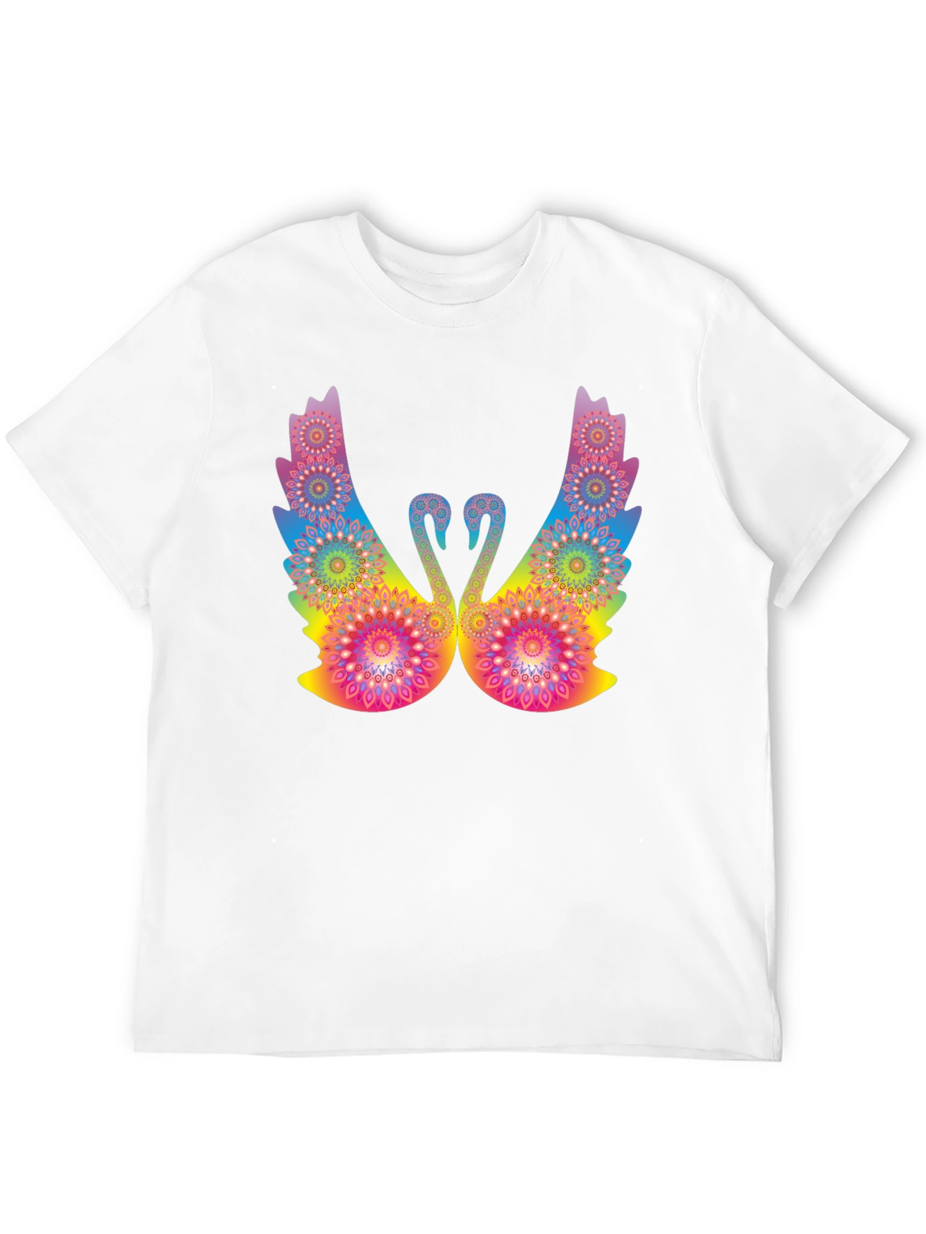 Psychedelic Swan Graphic Black T-Shirt