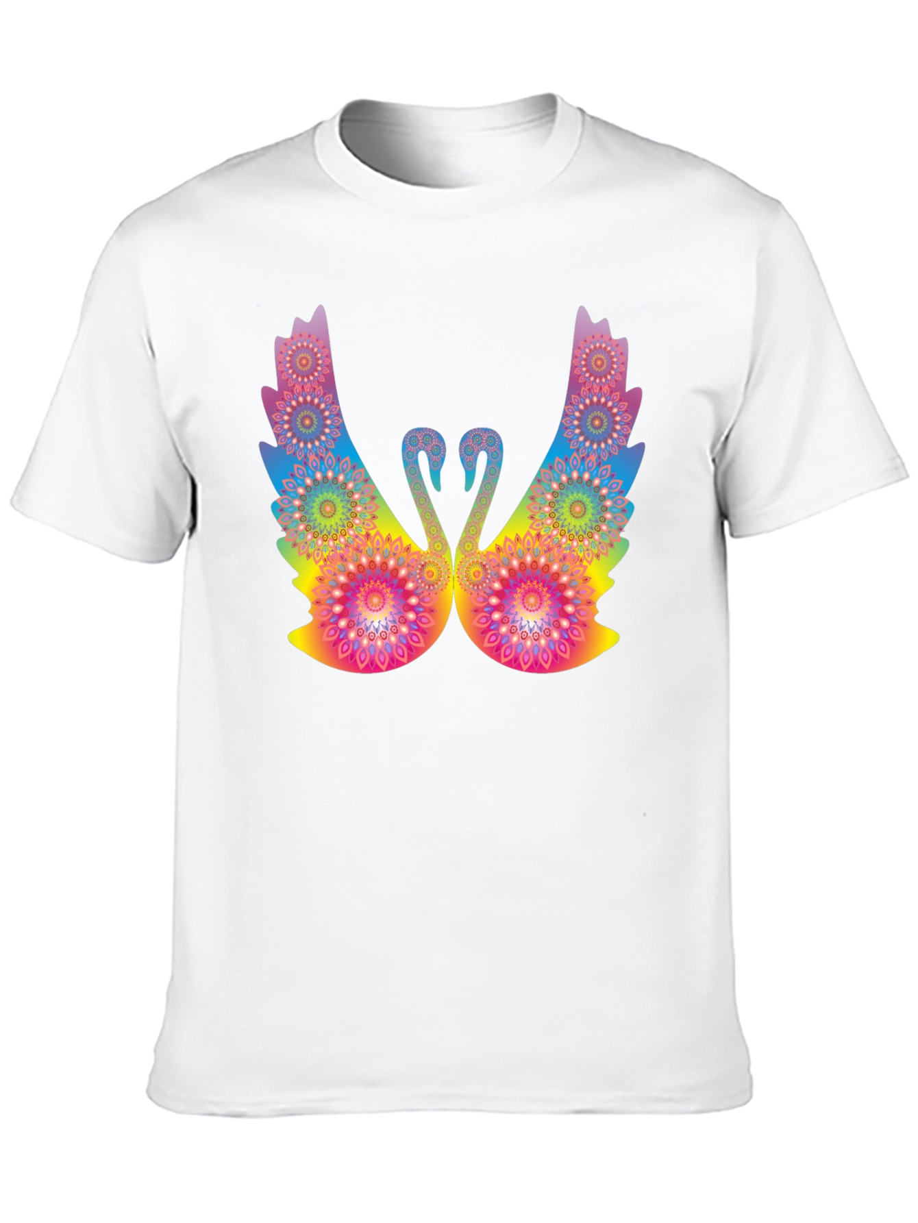 Psychedelic Swan Graphic Black T-Shirt