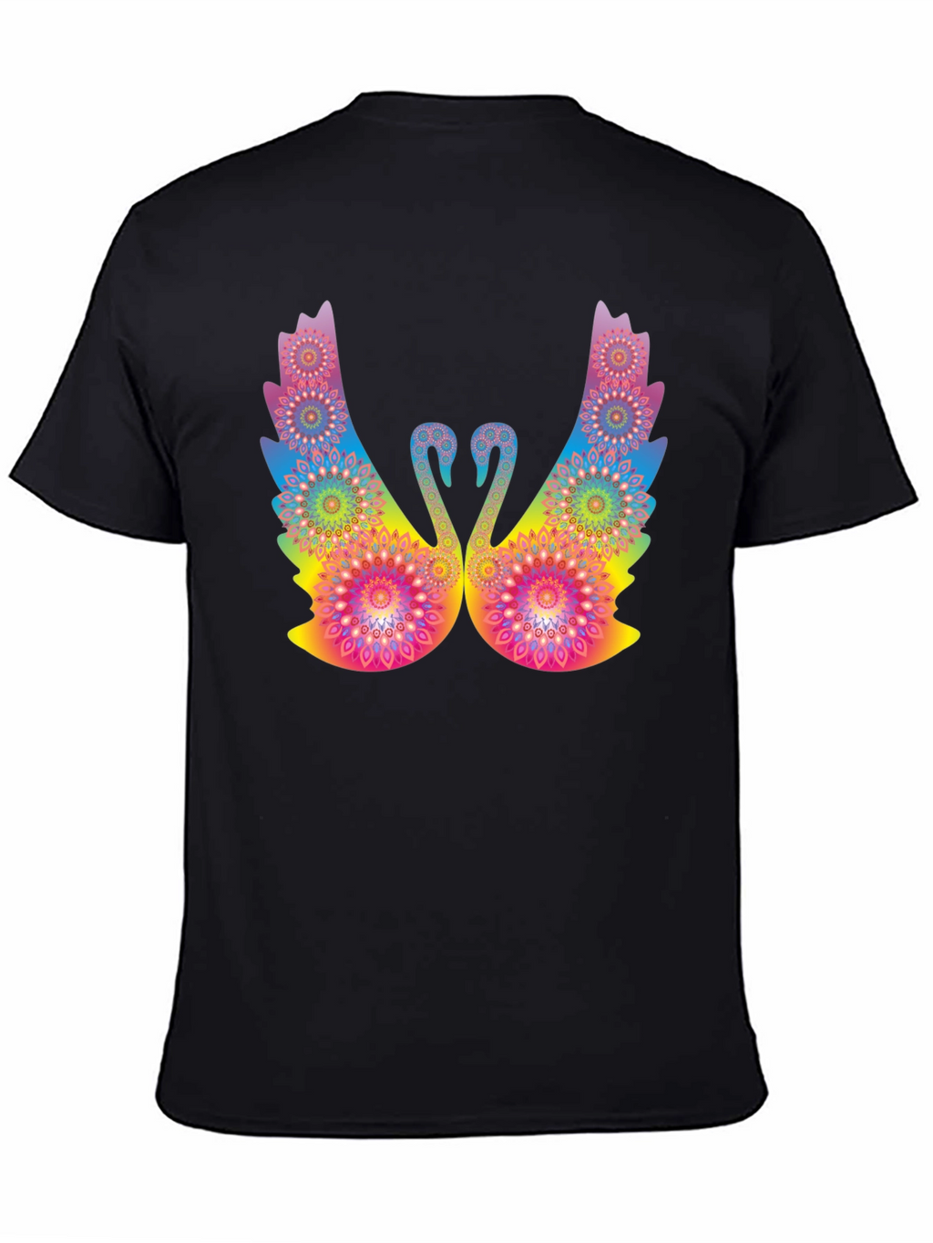 Psychedelic Swan Graphic Black T-Shirt