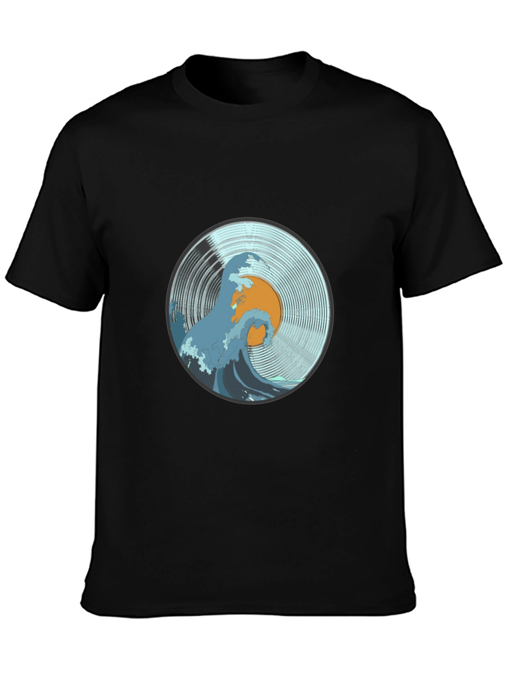 Wave Vinyl Record T-Shirt - Black