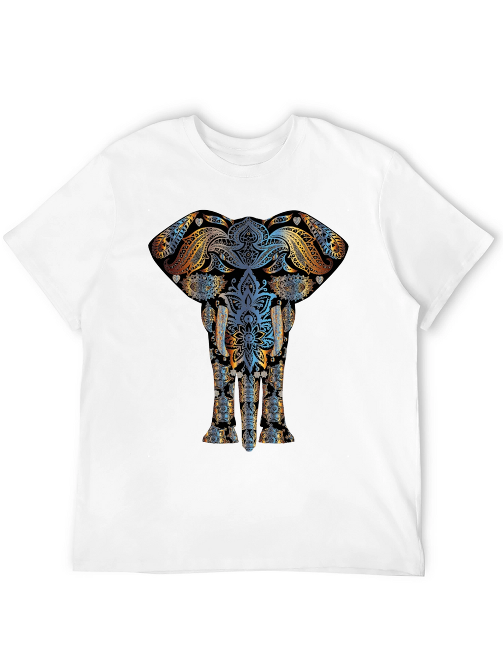 Elephant Mandala Graphic Print Mens Black T-Shirt