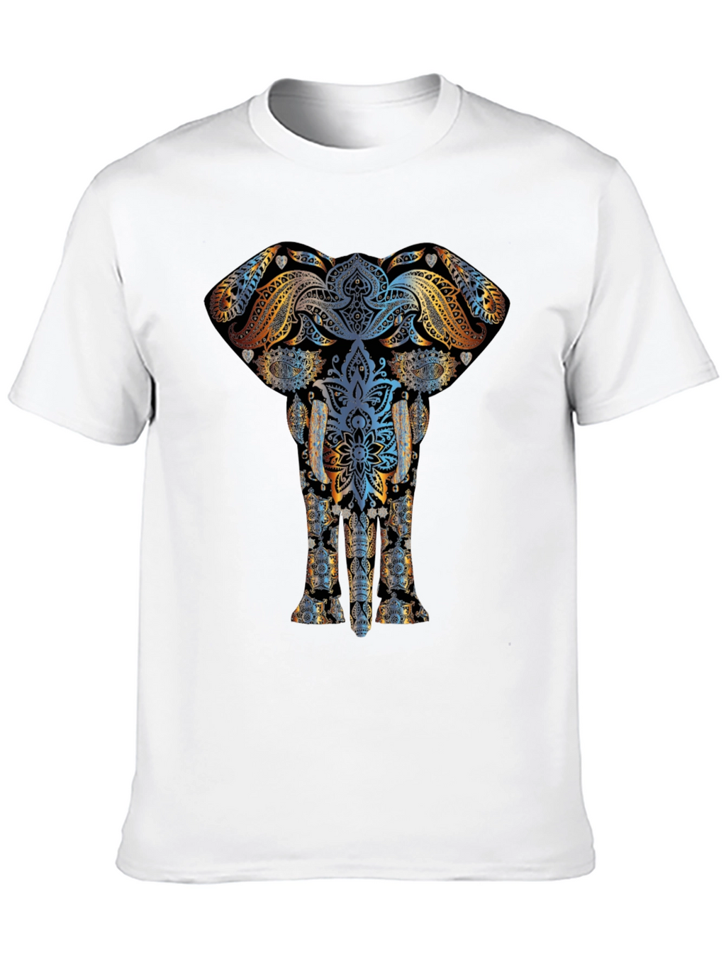 Elephant Mandala Graphic Print Mens Black T-Shirt