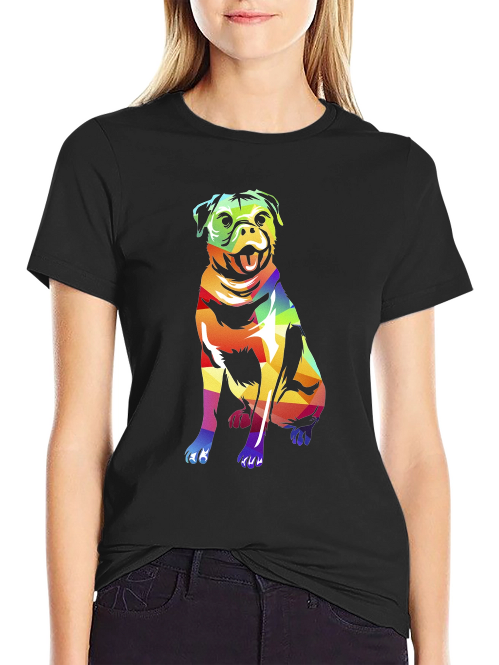 Rainbow Pug Graphic Tee - Stylish Dog Lover T-Shirt