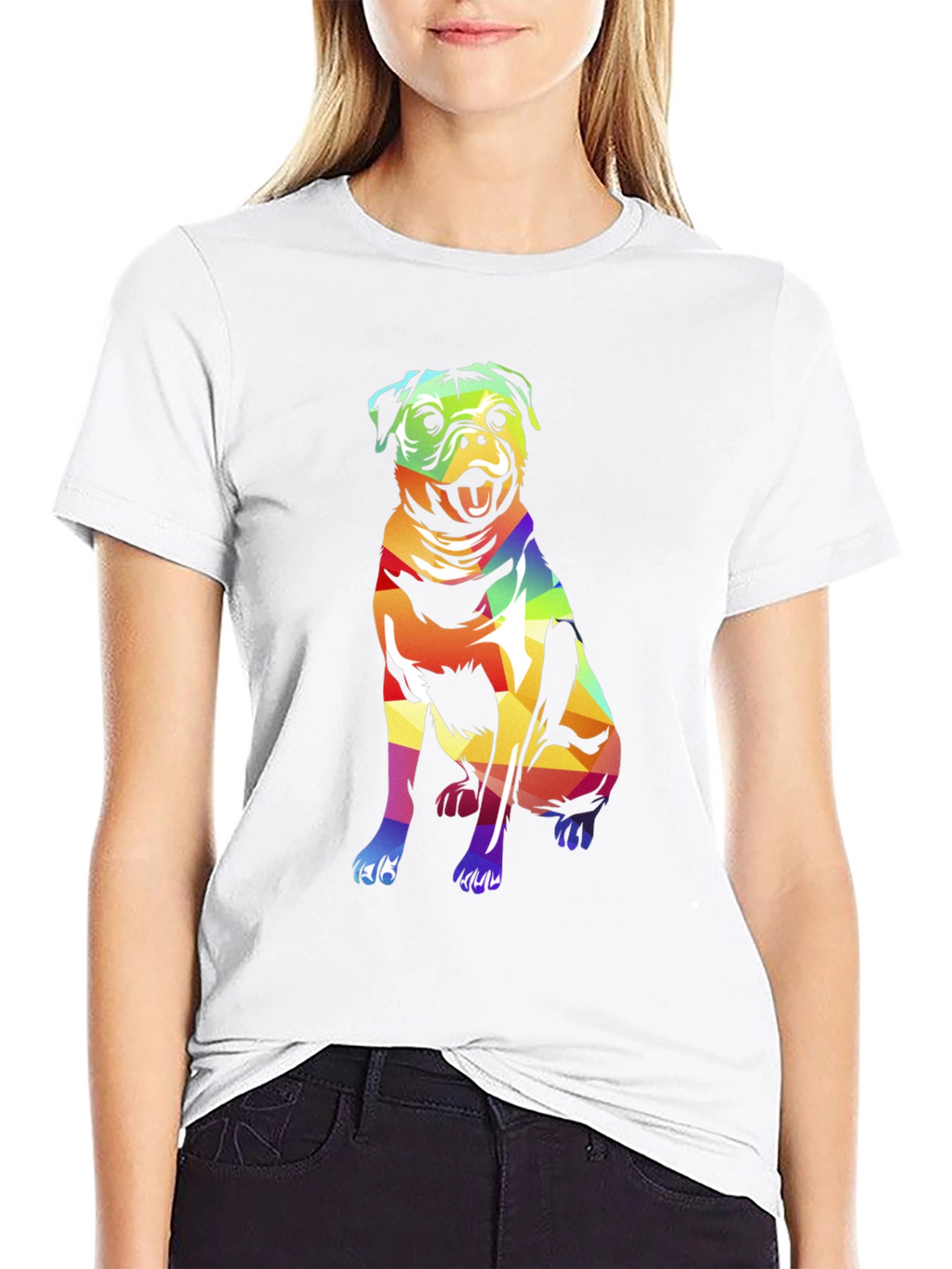 Rainbow Pug Graphic Tee - Stylish Dog Lover T-Shirt