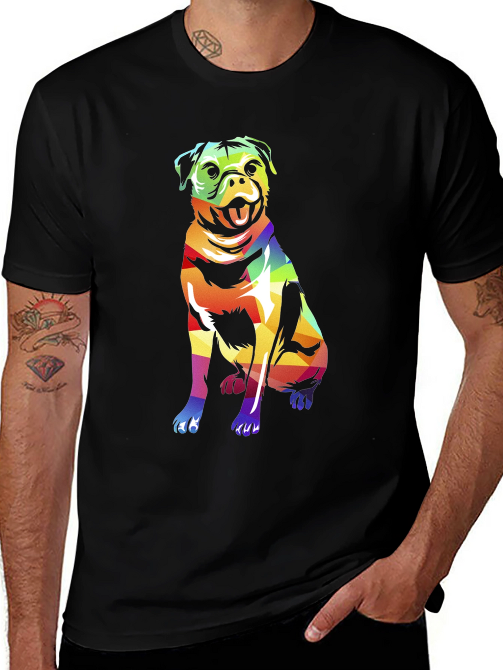 Rainbow Pug Graphic Tee - Stylish Dog Lover T-Shirt