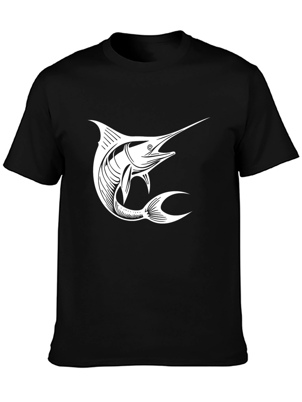 Black T-Shirt with White Marlin Graphic