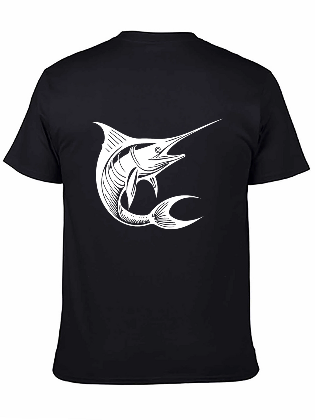 Black T-Shirt with White Marlin Graphic