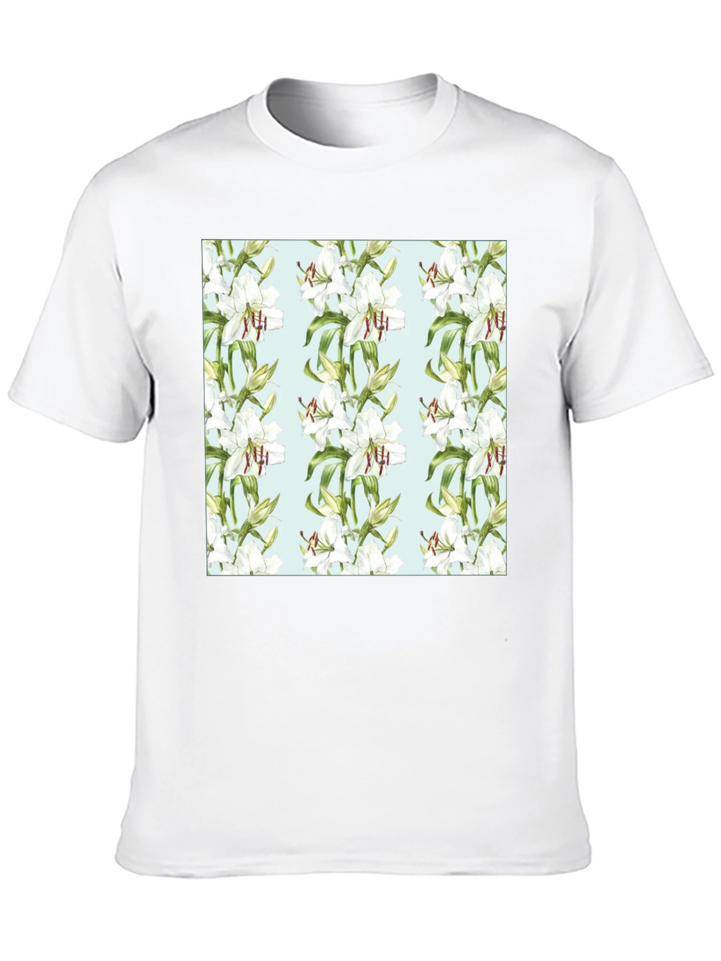 Floral Lily Print Black T-Shirt