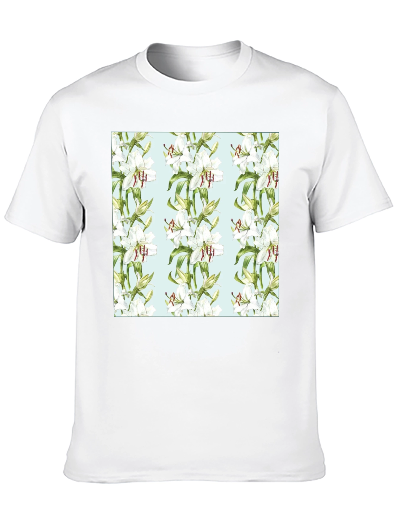 Floral Lily Print Black T-Shirt