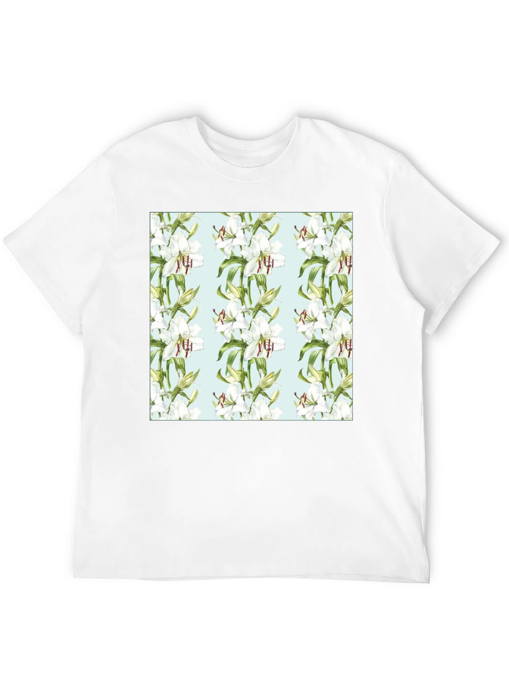 Floral Lily Print Black T-Shirt
