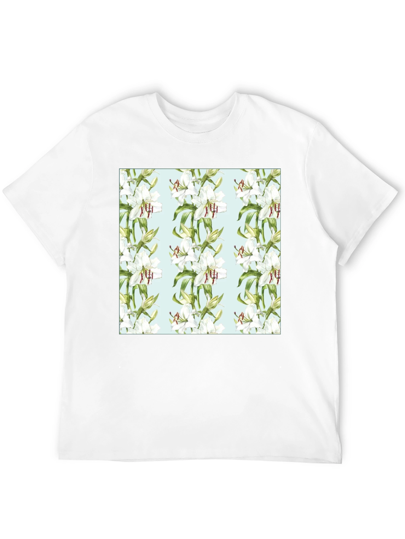 Floral Lily Print Black T-Shirt
