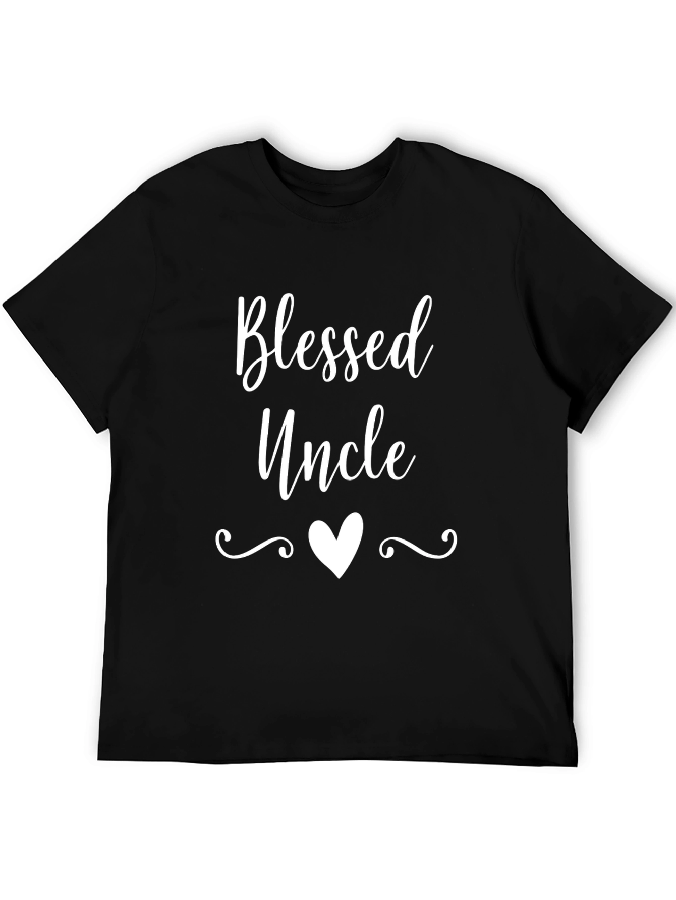 Blessed Uncle T-Shirt - Black Cotton Tee with Heart Design