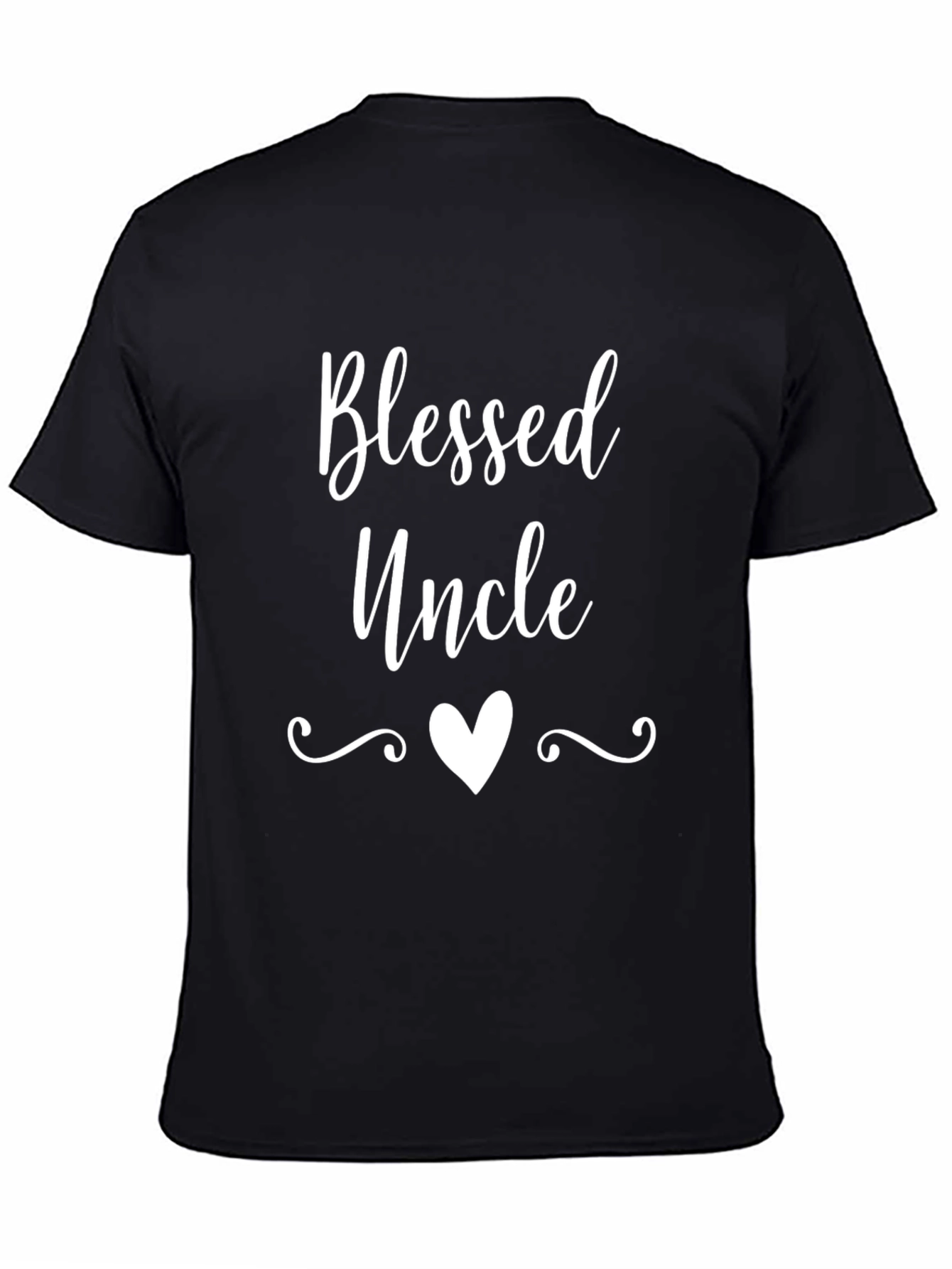 Blessed Uncle T-Shirt - Black Cotton Tee with Heart Design