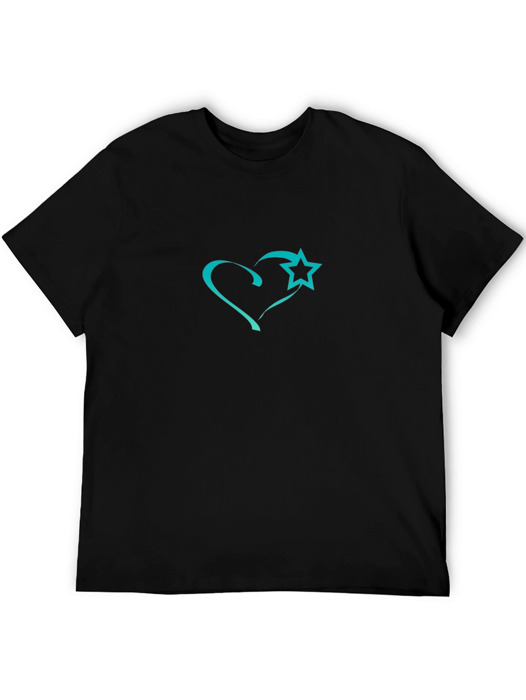 Heart and Star Graphic Black T-Shirt